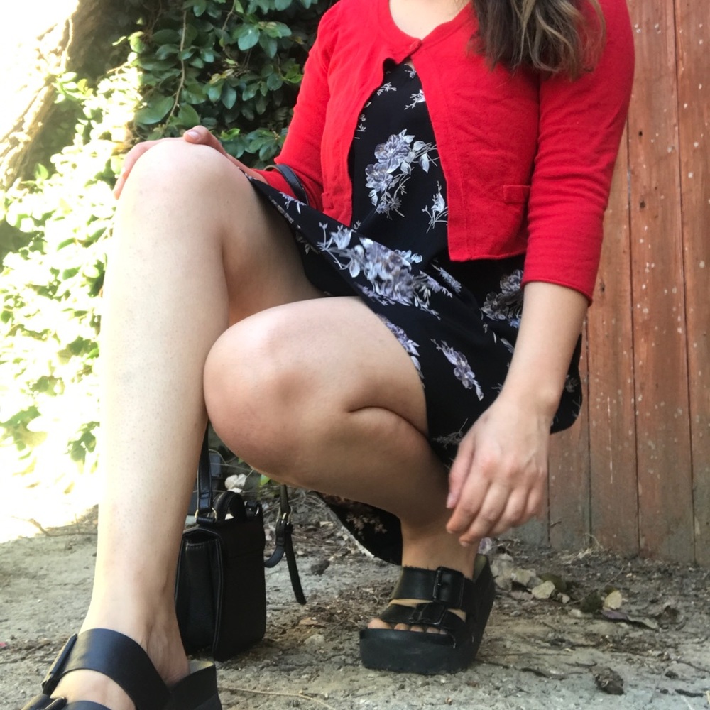 Black floral mini